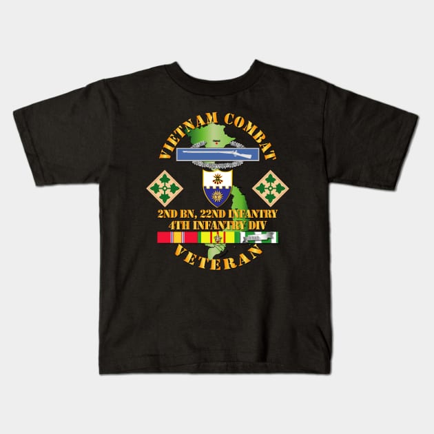 Vietnam Combat Infantry Veteran w 2nd Bn 22nd Inf - 4th ID SSI Kids T-Shirt by twix123844